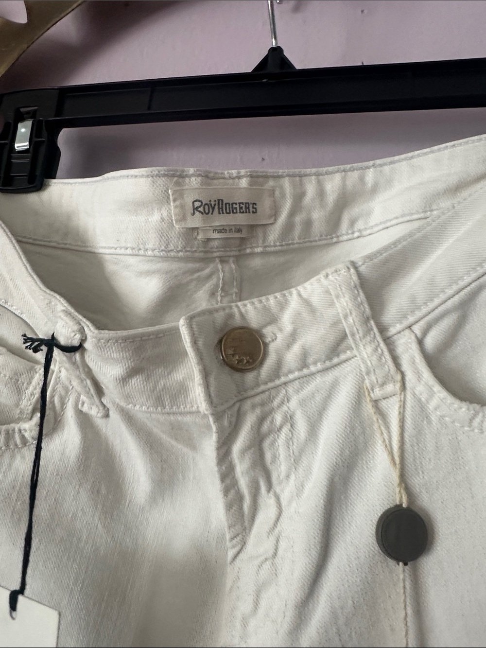 Roy Rogers Cream-White Denim Jeans with Metal Button